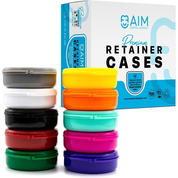 ADS Retainer Case with Vent Holes, Perfect Retainer Holder, Mouth Guard Case, Aligner Case, Retainer Cases (Multicolor-Pack of 10)