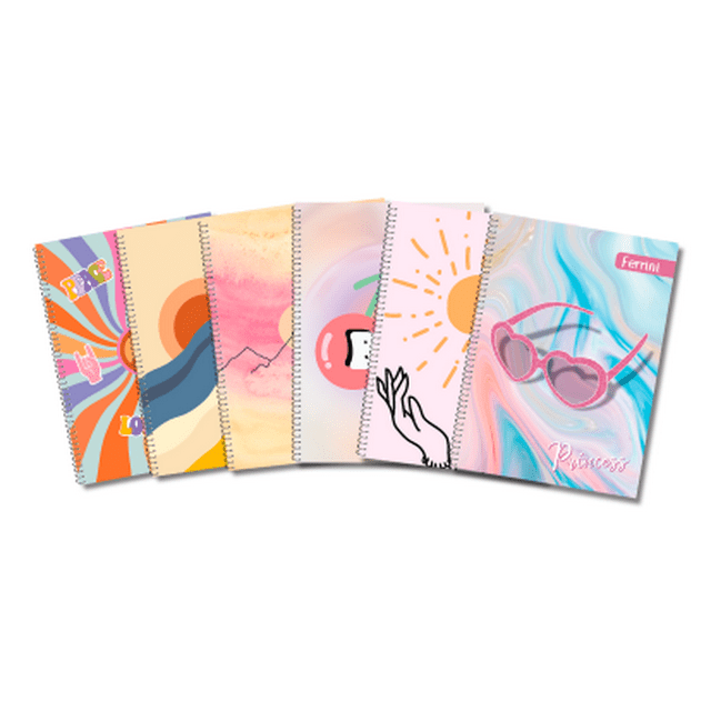 Cuaderno Profesional A4 Espiral Europeo Ferrini 100 Hojas Pack 6 Raya Femenino