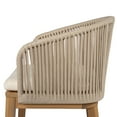 thumbnail image 4 of Christopher Knight Home 30.5" Outdoor Bar Stool with Rope Backrest and Cushion, Solid Wood Frame, Beige, Set of 2, 4 of 13