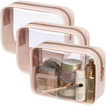 PACKISM Clear Toiletry Bag, 3 Pack TSA Approved Toiletry Bag Quart Size Bag, Travel Makeup Cosmetic Bag for Women Men, Carry on Airport Airline Compliant Bag, White (for age 12 or above)