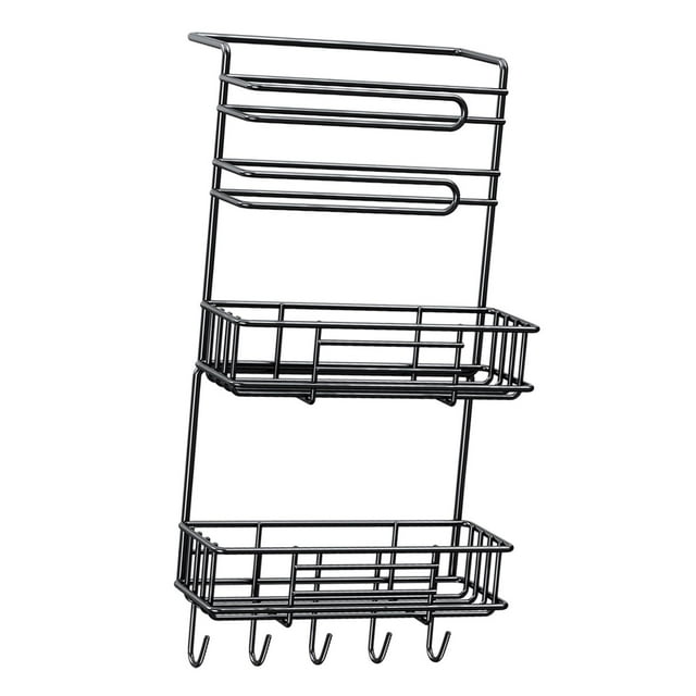 Estante lateral para nevera, estante de almacenamiento de especias con gancho, estante de puerta de Metal, estantes para condimentos sobre la puerta, 3 capas