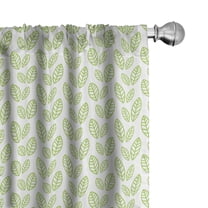 Ambesonne Green Leaf Curtains, Abstract Simplistic, Pair of 28"x84", Apple Green and White