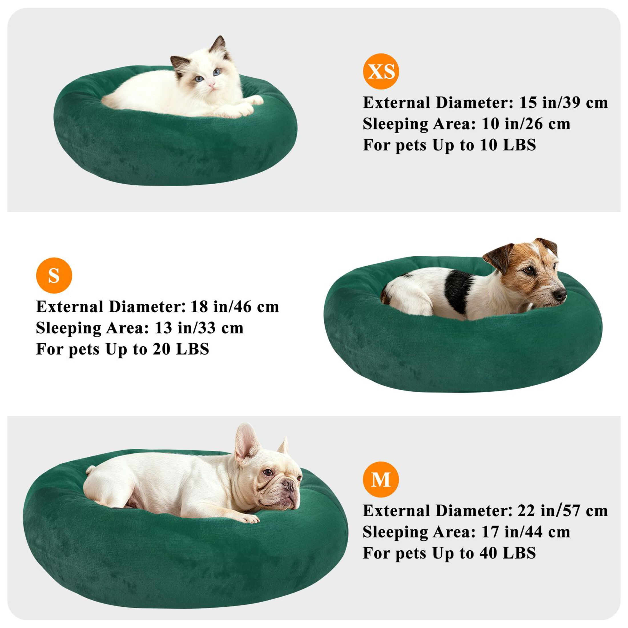 Iauyy Pet Couch Donut Cat Bed for Indoor Cats/Small Dogs Washable & Machine with Non-slip Bottom Calming Cat Furniture, Deep Forest Green Background (M)