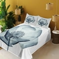 thumbnail image 2 of Ambesonne Teal White Fitted & Top Sheet Set with Shams, Complex Nature Theme, Teal White, 2 of 5