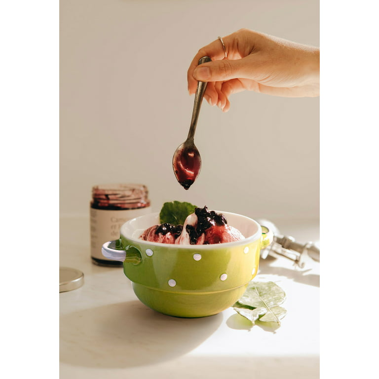 Baking Serving Ceramic Red Soup Bowls Crocks with Handles - 16 Ounce - Set of 2