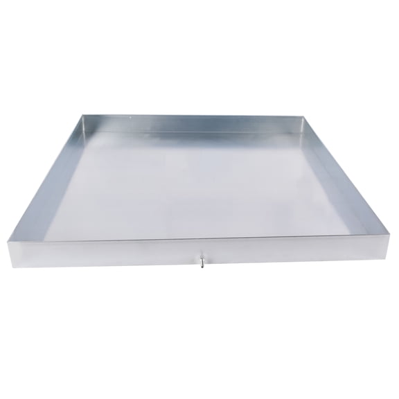 GELUOXI 32 x 30 x 2.5 Inch Washing Machine Pan Galvanized Steel Washing Machine Drain Pan Heavy Duty Compact Washer Drip Tray with Drain Hole & Hose Adapter