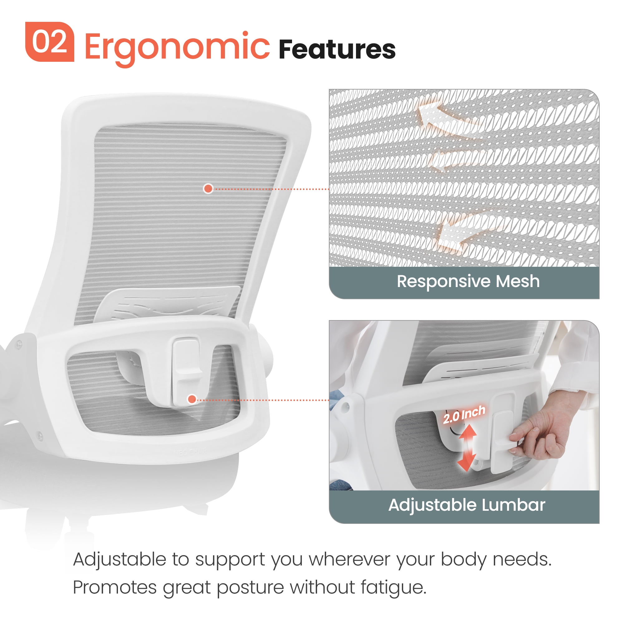 NEO CHAIR Ergonomic Office Chair, Adjustable High Back Mesh Desk Chair with Flip-up Arms, Gray
