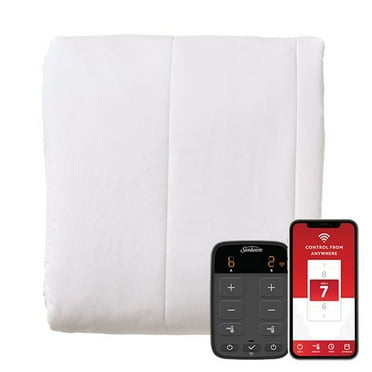 Sunbeam WiFi Connected Warm Thermal Heated Mattress Pad, Queen, White