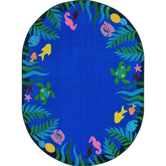 Soothing Seas 10'9" x 13'2" Oval area rug in color Multi