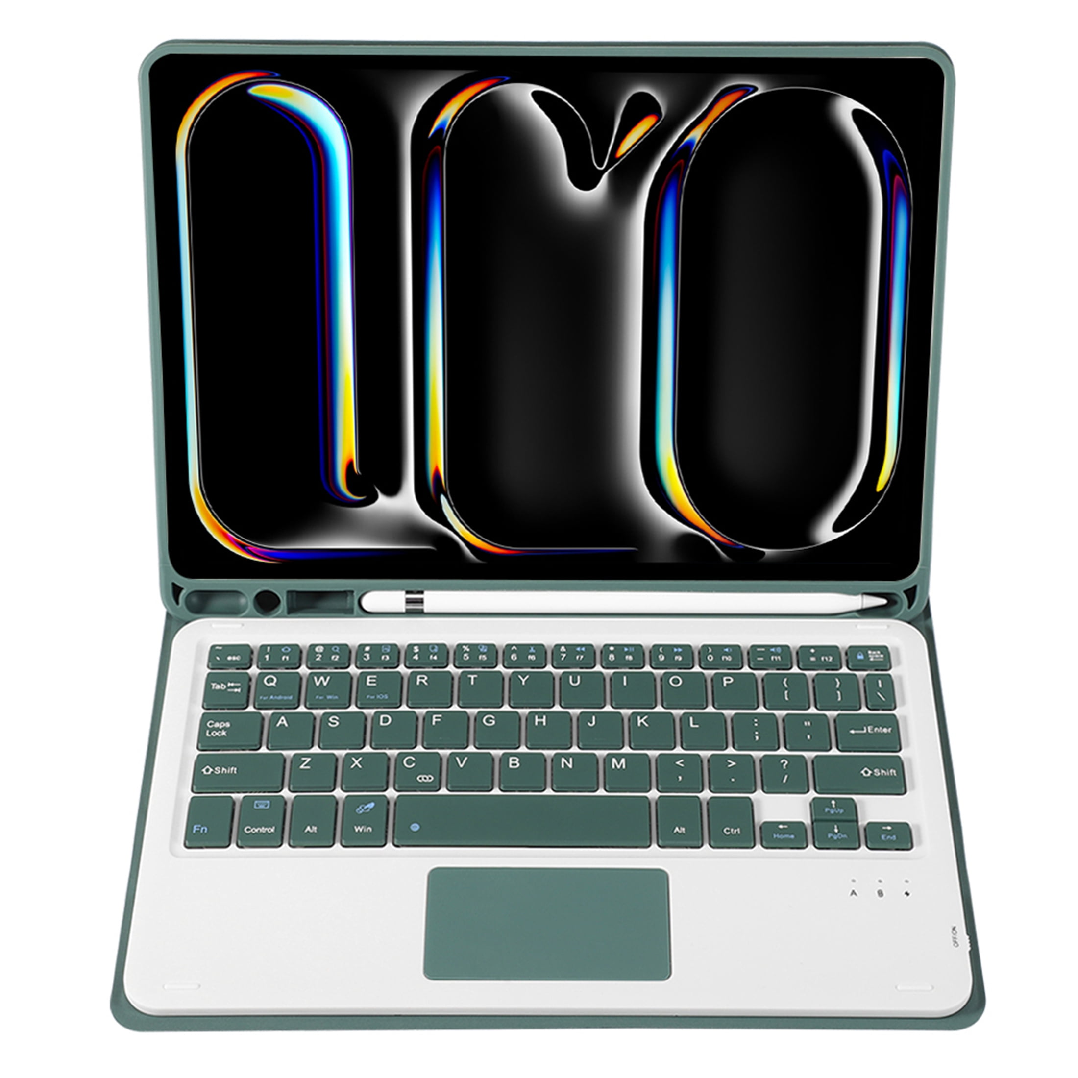 Shockproof Smart Stand Case with Pencil Holder Bluetooth Touchpad Keyboard for iPad 10th Gen 10.9 inch 2022 Dark Green