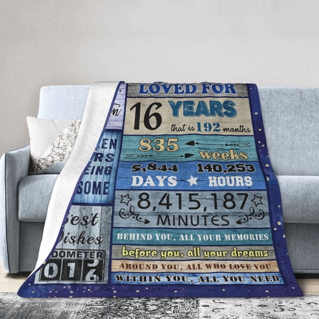 LHSHID Sweet 16th Birthday Gift Throw Blanket Soft Fuzzy Fleece Blanket For Couch Bed Living Room Decoration 40x50in