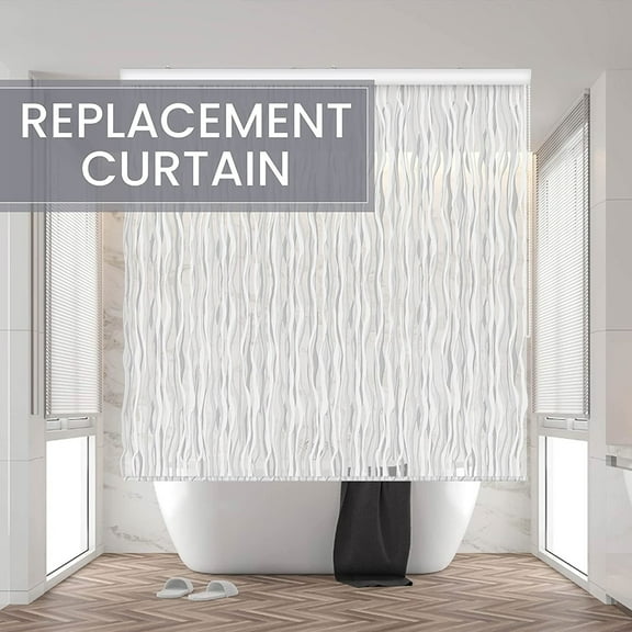 Jakooz Replacement Shower Screen for Rollup Bathroom Curtain Liner, Wave