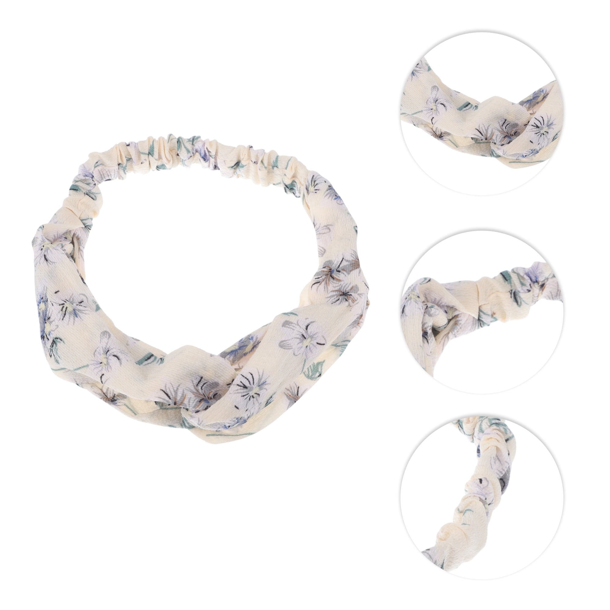 Unique Bargains Fashion Phalaenopsis Pattern Elastic Hairband 1 Pc Beige