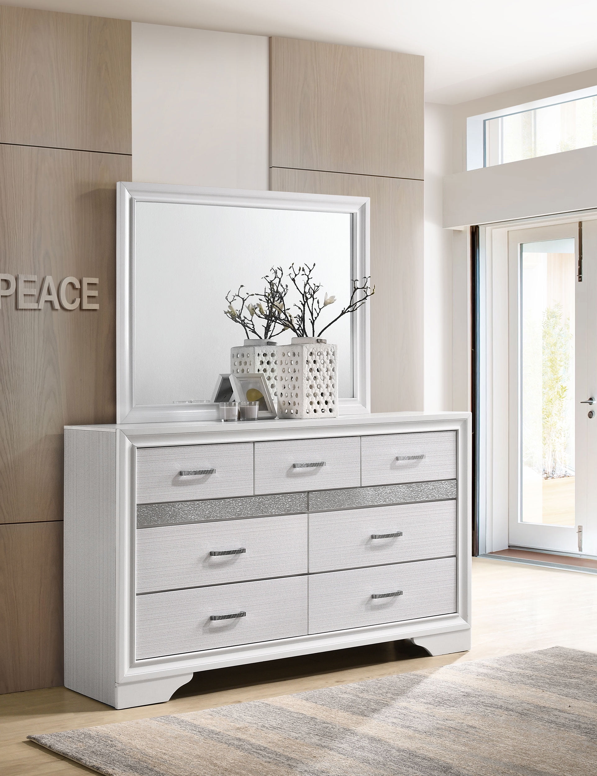 Miranda 9-drawer Dresser with Mirror White