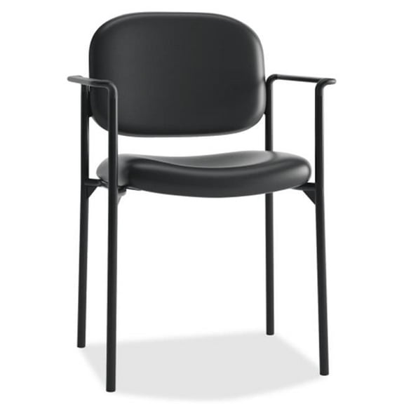 Guest Chair with Arms, 23.25 in. x 21 in. x 32.75 in., Lthr- Black