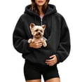 thumbnail image 3 of Fuzzy Full Zip Dog Pouch Hoodie for Women, Plush Pet Carrier Jacket, Warm Zip Up Sweatshirt for Dog Lovers Home Lounging Daily Wear, 3 of 6
