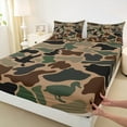 thumbnail image 3 of Manfei Olive Drab Camouflage Bed Sheets, Square Geometric King Sheets, Cartoon Army Military Sheet Set, Microfiber Bedroom Decor, 4 Pieces, 3 of 7