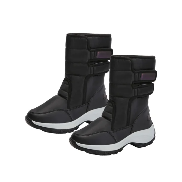 Botas de nieve de invierno de corte medio para mujer - Negro (37)