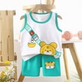 thumbnail image 2 of TOWED22 Toddler Boys Summer Outfits Sleeveless Tropical Print Tank Top Elastic Waist Shorts 2Pcs Green,6-9 M, 2 of 4
