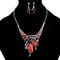 thumbnail image 2 of Xinyolin 1 Set Dangle Earrings Oil-dropping Multi-layers Crossed Rhinestone Enamel Leaf Statement Necklace Kit Fashion Jewelry, 2 of 8