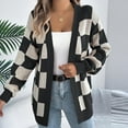 thumbnail image 6 of Fesfesfes Women's Open-Front Cardigan Striped color Round Neckline Long Tapered Cuffs Loose Oversized Soft Fabric for Casual Everyday Wear(Black#2,M), 6 of 7