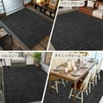 thumbnail image 6 of Black 5x7 Area Rugs, Farmhouse Burlap Solid Black Color Modern Linen Texture Non-Skid Rubber Backing Large Rectangle Rugs - Living Room Bedroom Home Office, Indoor Floor Mat Carpets Washable Rug, 6 of 9