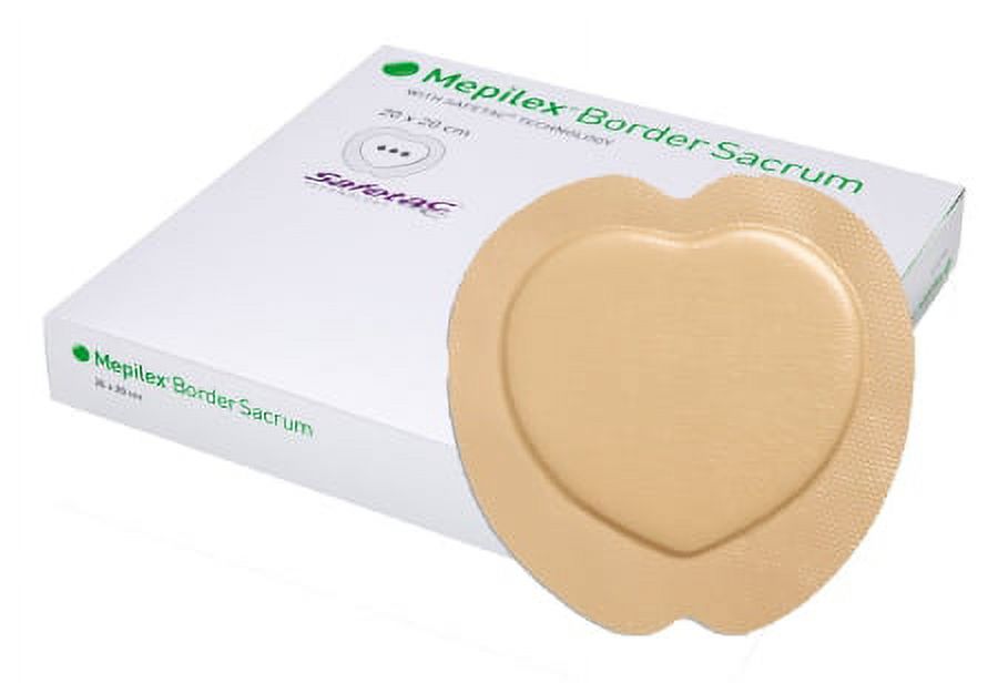 Mepilex Border Sacrum Self-Adherent Absorbent Bordered Foam Dressing 6.3'' x 7.9'', Box of 10
