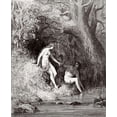 thumbnail image 2 of Dore, Gustave 12x14 Gold Ornate Wood Framed with Double Matting Museum Art Print Titled - Adam and Eve In Paradise (from Miltons Paradise Lost), 2 of 4