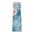 thumbnail image 5 of Robes pour Femmes, Robe Longue Sans Manches à Col Rond en Lin Imprimé, 5 of 5