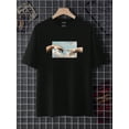 thumbnail image 5 of Camiseta de cuello redondo con estampado de gestos Manfinity Dauomo para hombre, camisetas informales, 5 of 5