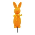 thumbnail image 3 of 1PC 13.77Inch Flocked Easter Bunny Figurines with Bow Tie and Ground Insert Decorations, Large Spring Table Centerpieces for Home Office Indoor Outdoor Party, Solid Color Rabbit Porch, 3 of 7