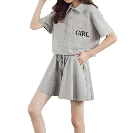 

Children Kid Toddler Girls Letter Short Sleeve Blouse Tops T Shirt Solid Shorts Pants Outfit Set 2PCS Clothes Baby Bundle Set