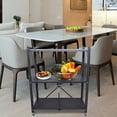 thumbnail image 4 of Kitchen Shelf Carbon Steel Shelf With 4 Casters Movable Storage Rack Installation Free Durable 3 Layers Storage Rack Movable Shelf With Wheel Bathroom Bedroom Kitchen Rolling Trolley Cart Utility, 4 of 15