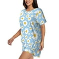 thumbnail image 2 of Rateoe Daisies Flowers Pattern Women's Short-Sleeved Pajama Set - 2 Piece Soft and Lightweight Sleepwear Set-X-Large, 2 of 7