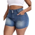 thumbnail image 3 of Gocolloa Plus Size Jean Shorts for Curvy Women Stretchy 3.5" Inseam Comfort High Waisted Denim Shorts Royal Blue 22W, 3 of 6