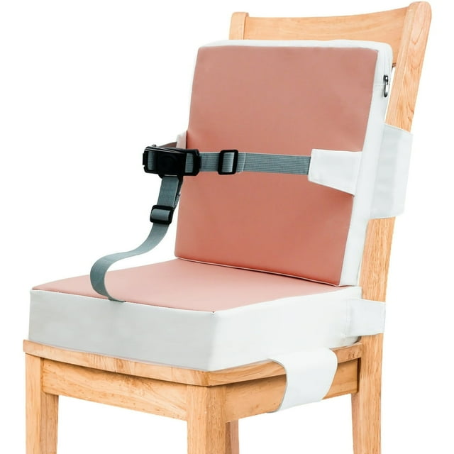 HLONK Toddler Booster Seat for Dining Table with Backrest Safety Buckles Non-Slip Bottom Pink