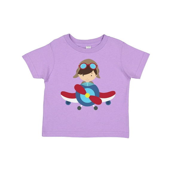 Inktastic Pilot Boy, Airplane, Plane, Flying, Brown Hair Boys Toddler T-Shirt