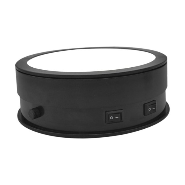 Soporte de exhibición giratorio con base giratoria y adaptador estadounidense, iluminación uniforme, rotación de 360 grados, soporte de exhibición Negro