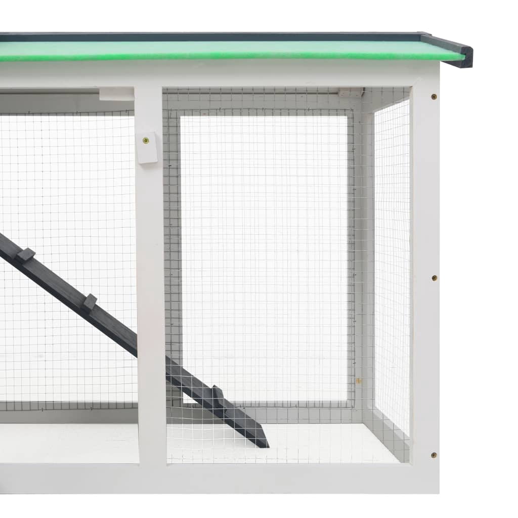 vidaXL Rabbit Hutch Bunny Cage with Pull Out Tray and Ramp Solid Pine Wood