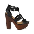 thumbnail image 2 of Breckelles CK33 Women Leatherette Open Toe Strappy Buckle Platform Chunky Heel Sandal, 2 of 6