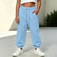 thumbnail image 2 of Wilark Girls Sweatpants with Pockets Fashion Drawstring Elastic Waist Casual Running Baggy Joggers for Kids Blue 14, 2 of 9