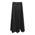 thumbnail image 5 of Wxolcjlv Womens Solid Maxi Skirt High Waist Side Zipper Pockets A‑Line Skirts, 5 of 5