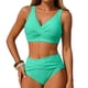 thumbnail image 2 of Tankini Moda Mujer Sin Mangas Sólido Bikini Traje de Baño Push-Up Acolchado Traje de Baño Blusa Pantalones Cuello en V Nudo Delantero Conjuntos de Dos Piezas Traje de Baño de Dos Piezas para Mujer Tra, 2 of 9