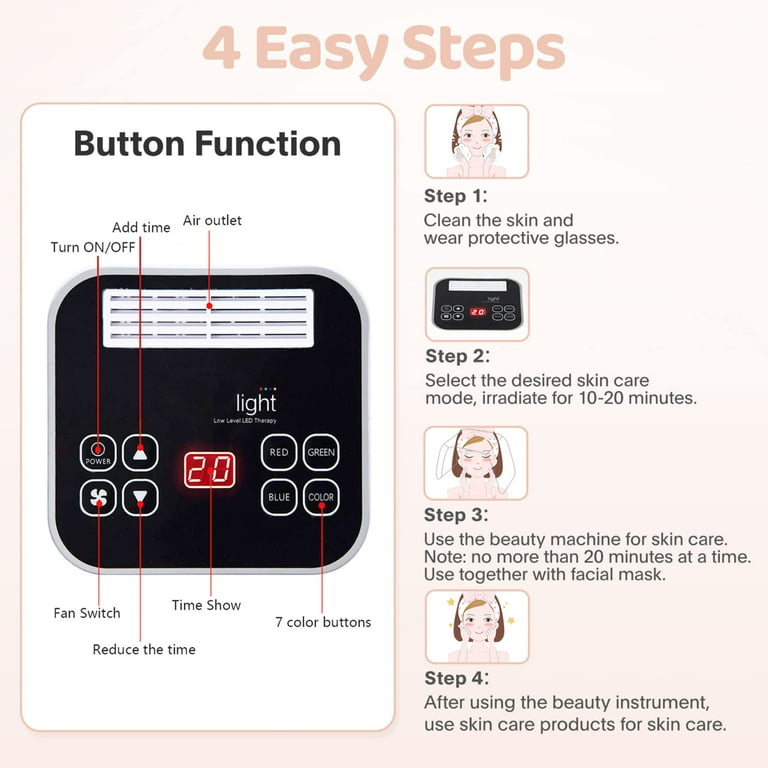 BeautifyEase Red Light Therapy for Face, 7 in 1 Colors LED
