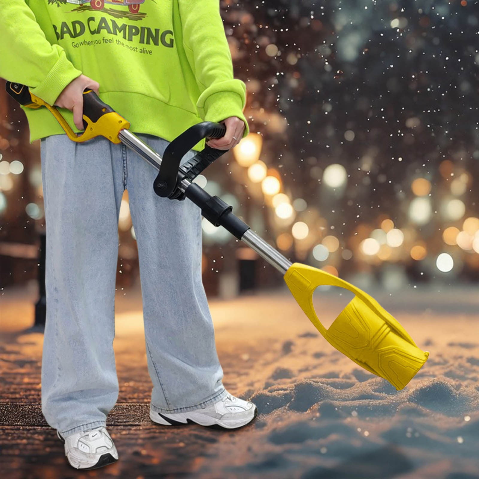 Cordless Handheld Electric Leaf Blower, 21V with 2 x 2000mAh Batteries, Charger & Noise-Canceling Headphones, Portable & Foldable Blowers for Patio, Driveway, Leaves, Snow & Dust Cleaning Yellow