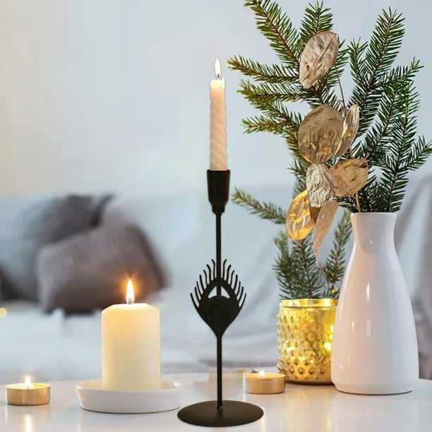 Candelabro de Hierro de Estilo Escandinavo | Candelabro Geométrico de Metal Dorado o Negro | Decoración de Mesa Multialtura para Cenas Románticas, Ambiente Hogareño, Centro de Mesa de Boda o Decoraci
