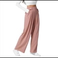 thumbnail image 3 of Pantalones de Traje Anchos para Mujer, Holgados, de Cintura Alta Elástica, Informales, Largos, Color Rosa, Talla XL, 3 of 7