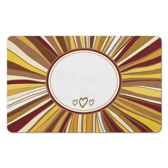 Tapis de Salle de Bain Rétro Bohème Chic avec Soleil aux Couleurs Arc-en-Ciel Vibrantes - Demi-Cercle, Antidérapant pour la Sécurité, Fibres Douces et Absorbantes pour Planchers Secs, Design Mignon pour Styliser Votre Salle de Bain, 20x32 Pouces