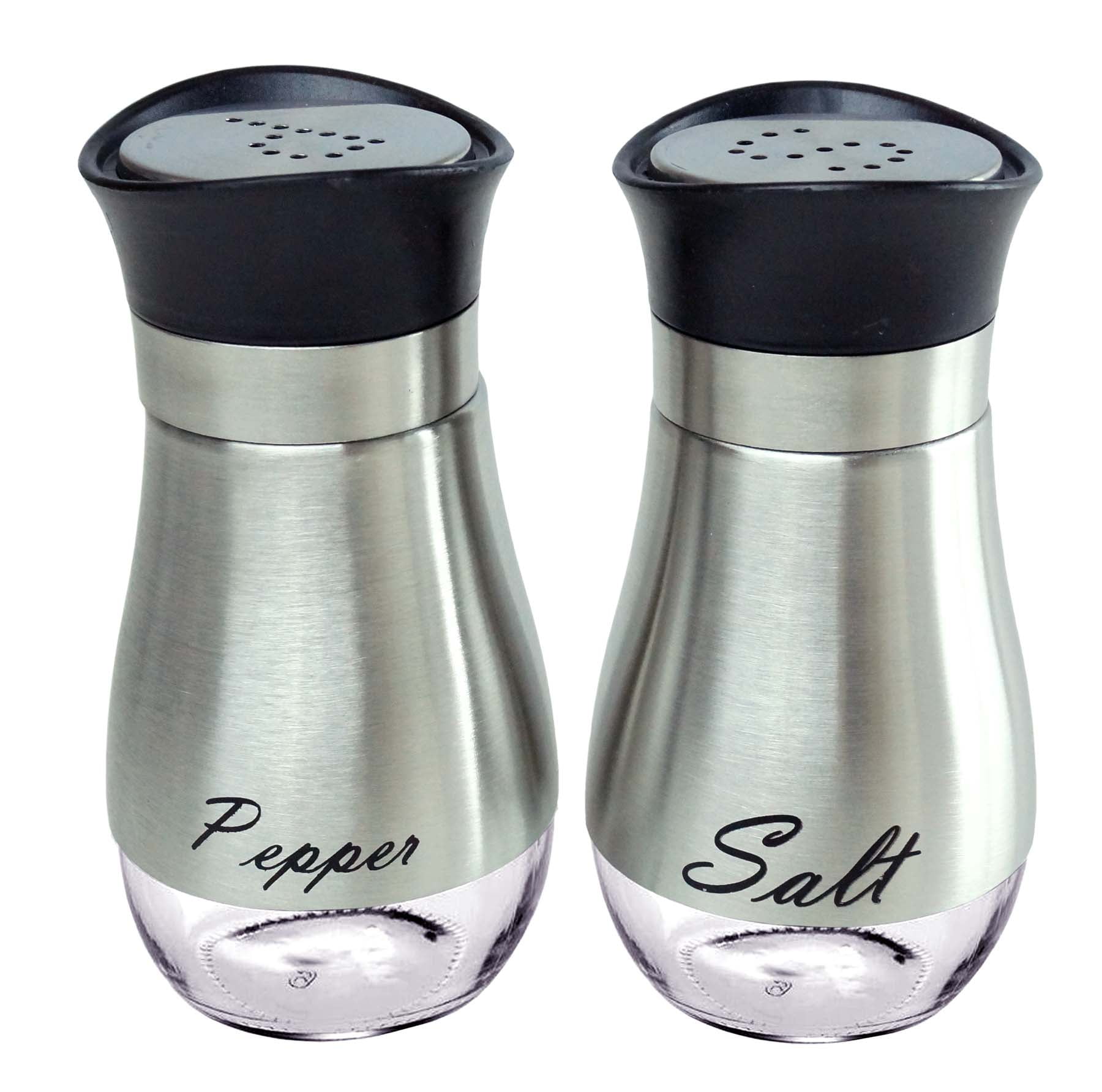 Stainless Steel Salt and Pepper Shakers with Glass Bottom