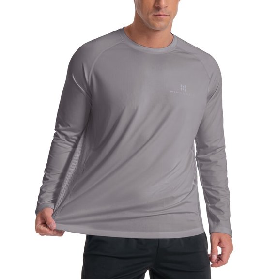 Men's UPF 50 Long Sleeve Loose-Fit Lightweight Sun Protection Fishing Hiking Running UV Shirt Rash Guard